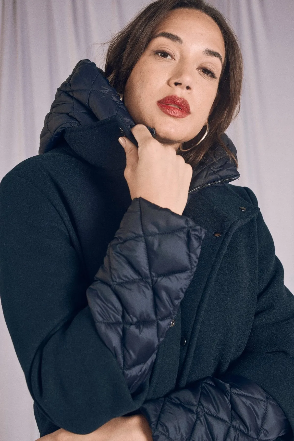 Giubbino in panno e nylon trapuntato BLU