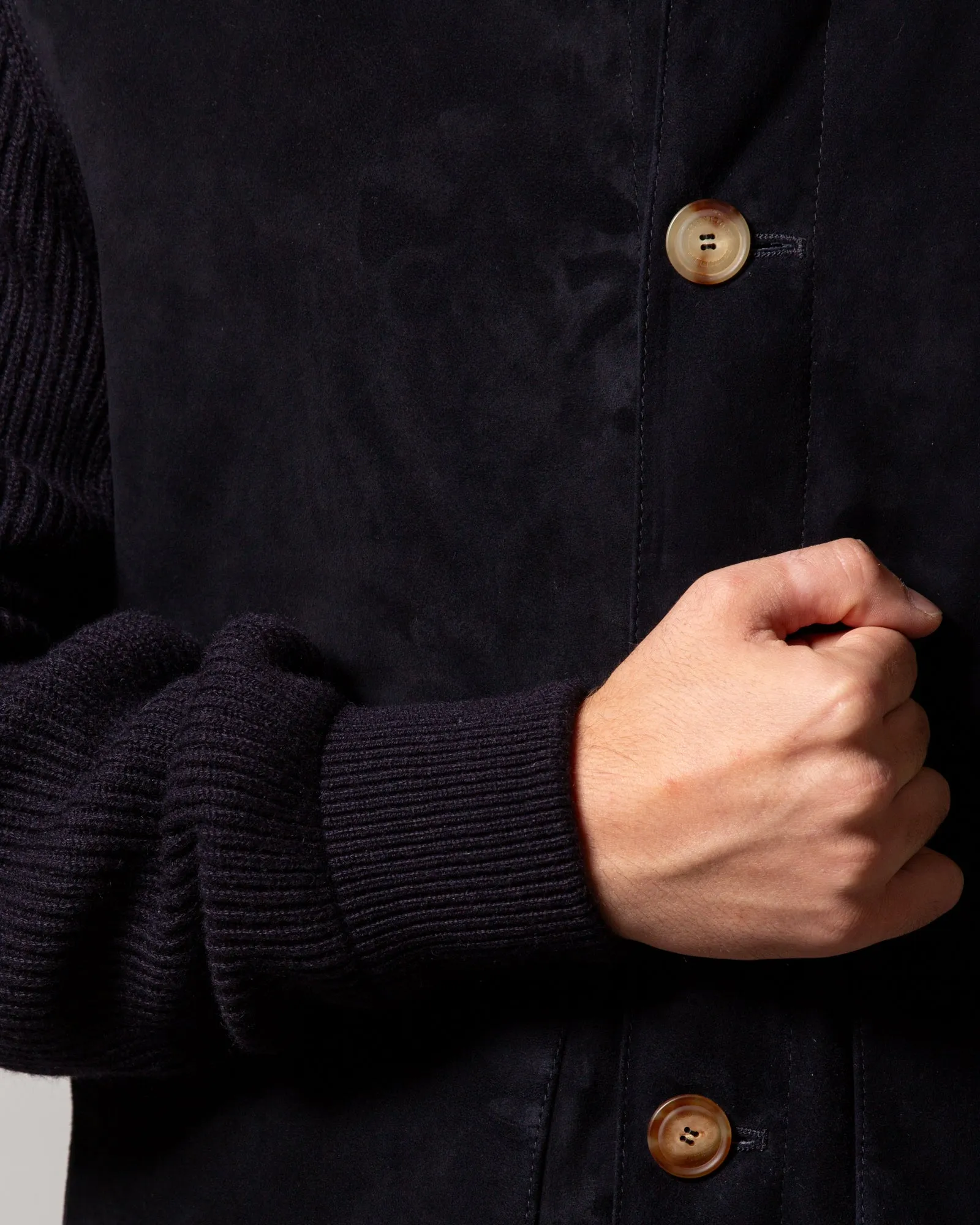 Giubbino in suede e cashmere