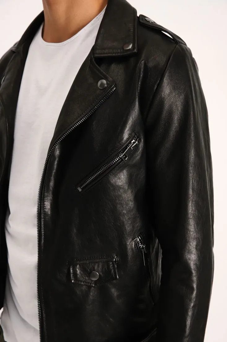Giubbotto biker con zip e cintura