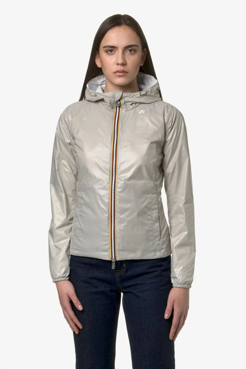 GIUBBOTTO DONNA CON CAPPUCCIO LILY PLUS.2 DOUBLE BIANCO/TORTORA K-WAY