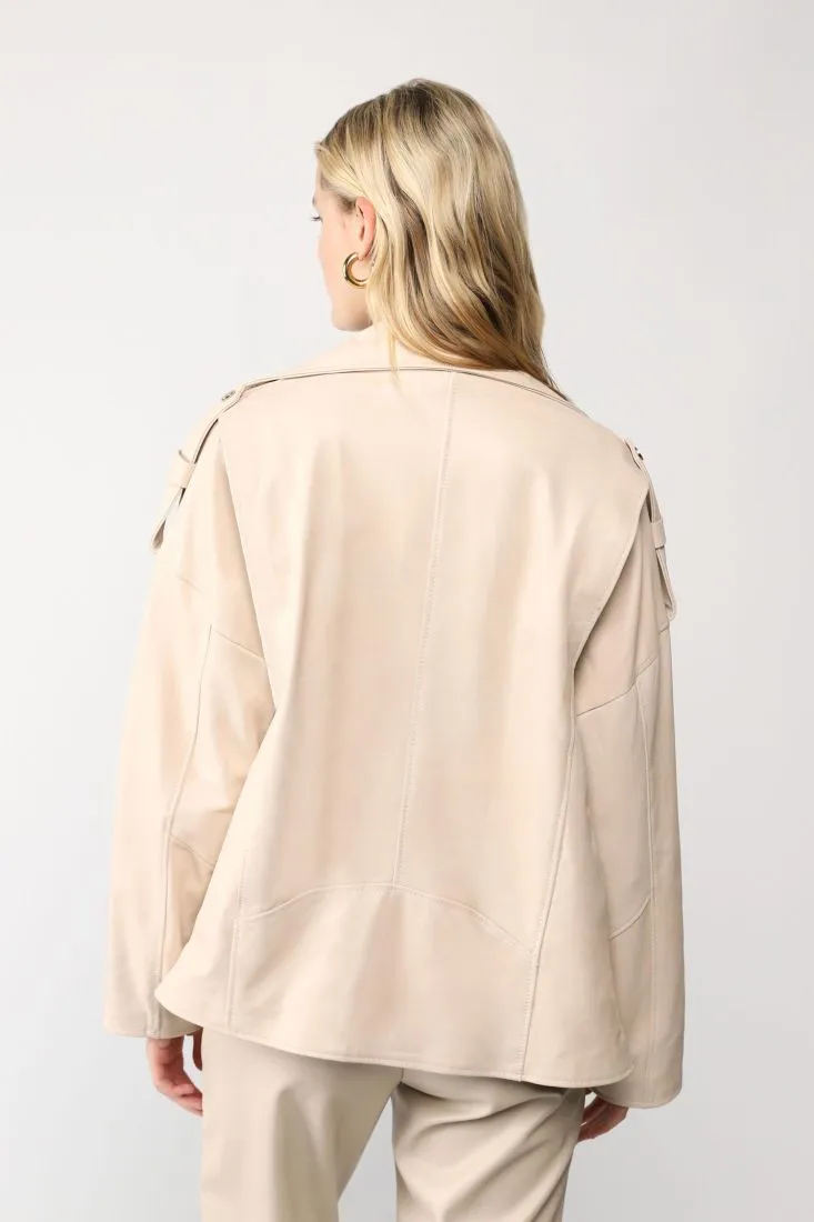 Giubbotto in vera pelle modello biker con tasche verticali
