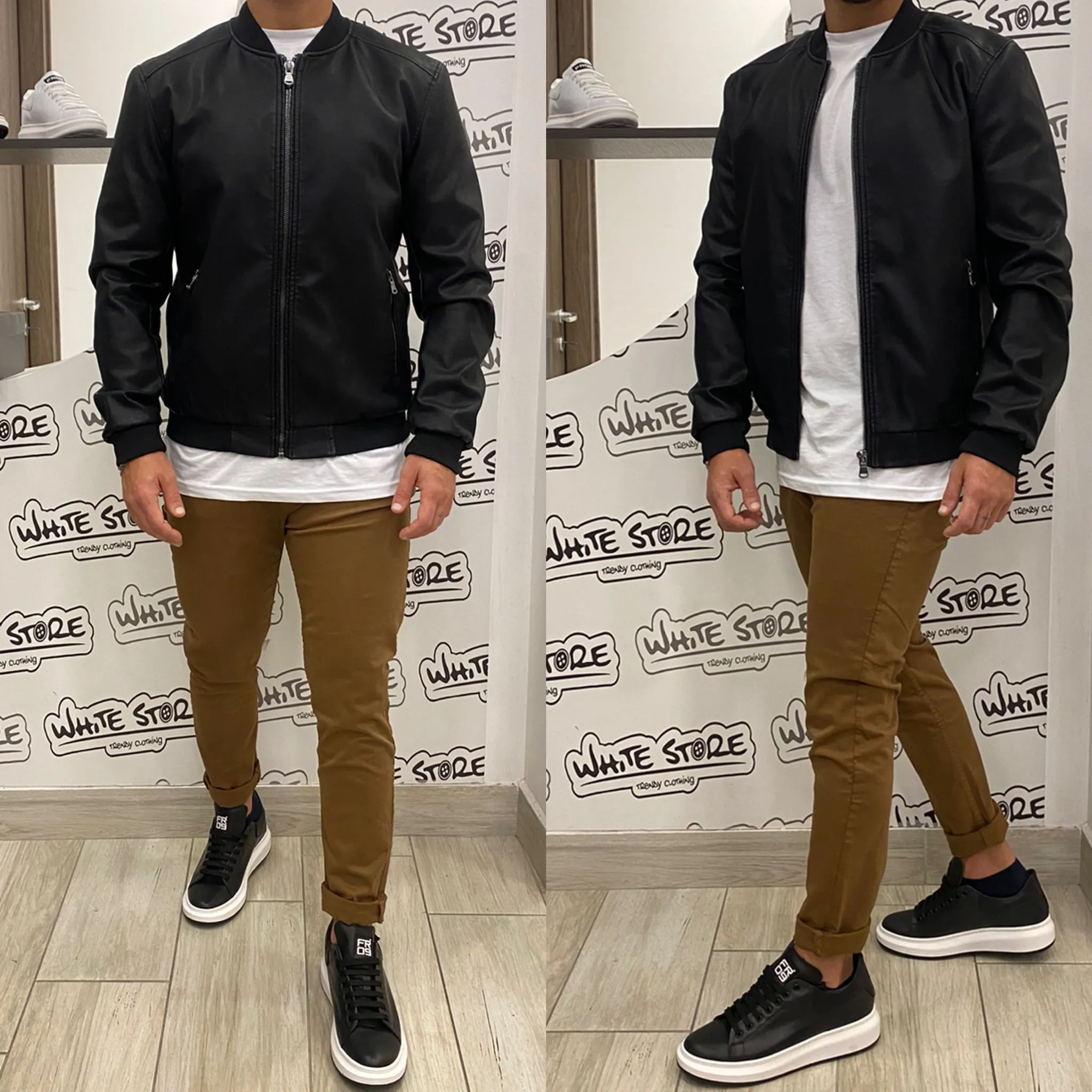 Giubbotto mod. College ecopelle colore Nero