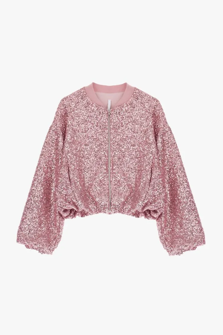 Giubbotto oversize con paillettes e zip