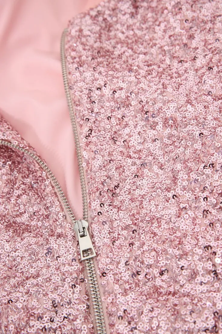 Giubbotto oversize con paillettes e zip