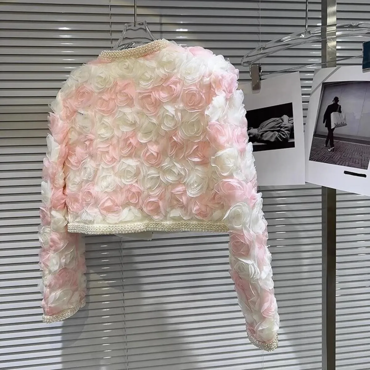 High Street più recente 2023 Autunno Inverno Designer Moda Donna Giacca corta in filato floreale tridimensionale con borchie con