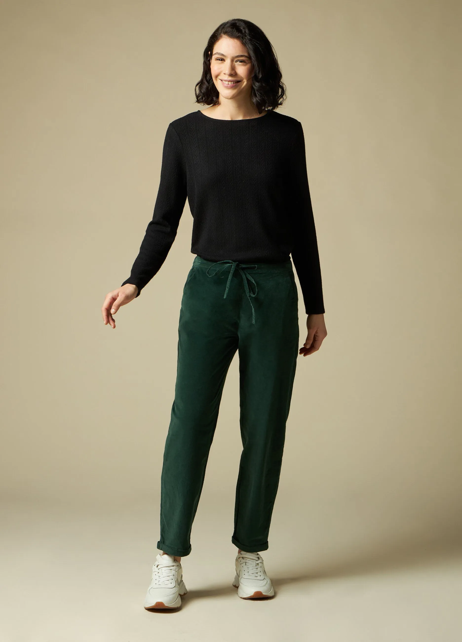 IWIE  Jogger in velluto di cotone stretch donna