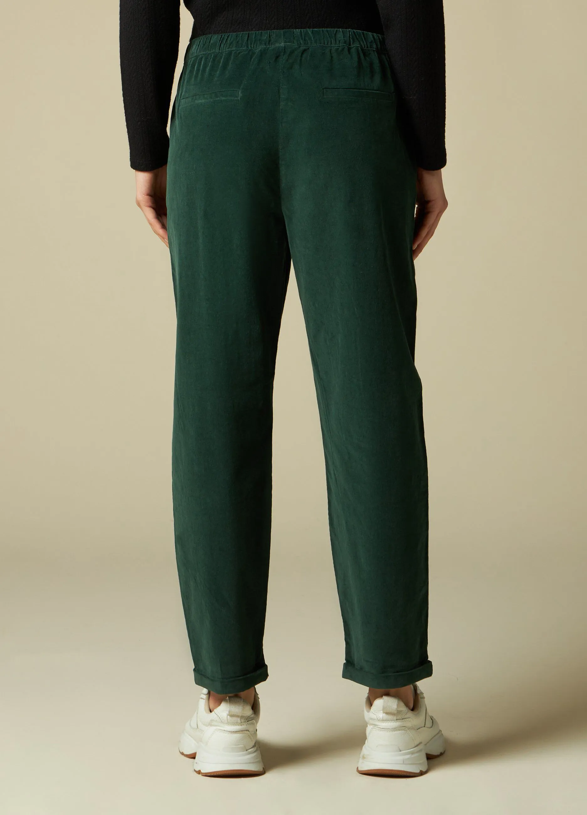 IWIE  Jogger in velluto di cotone stretch donna