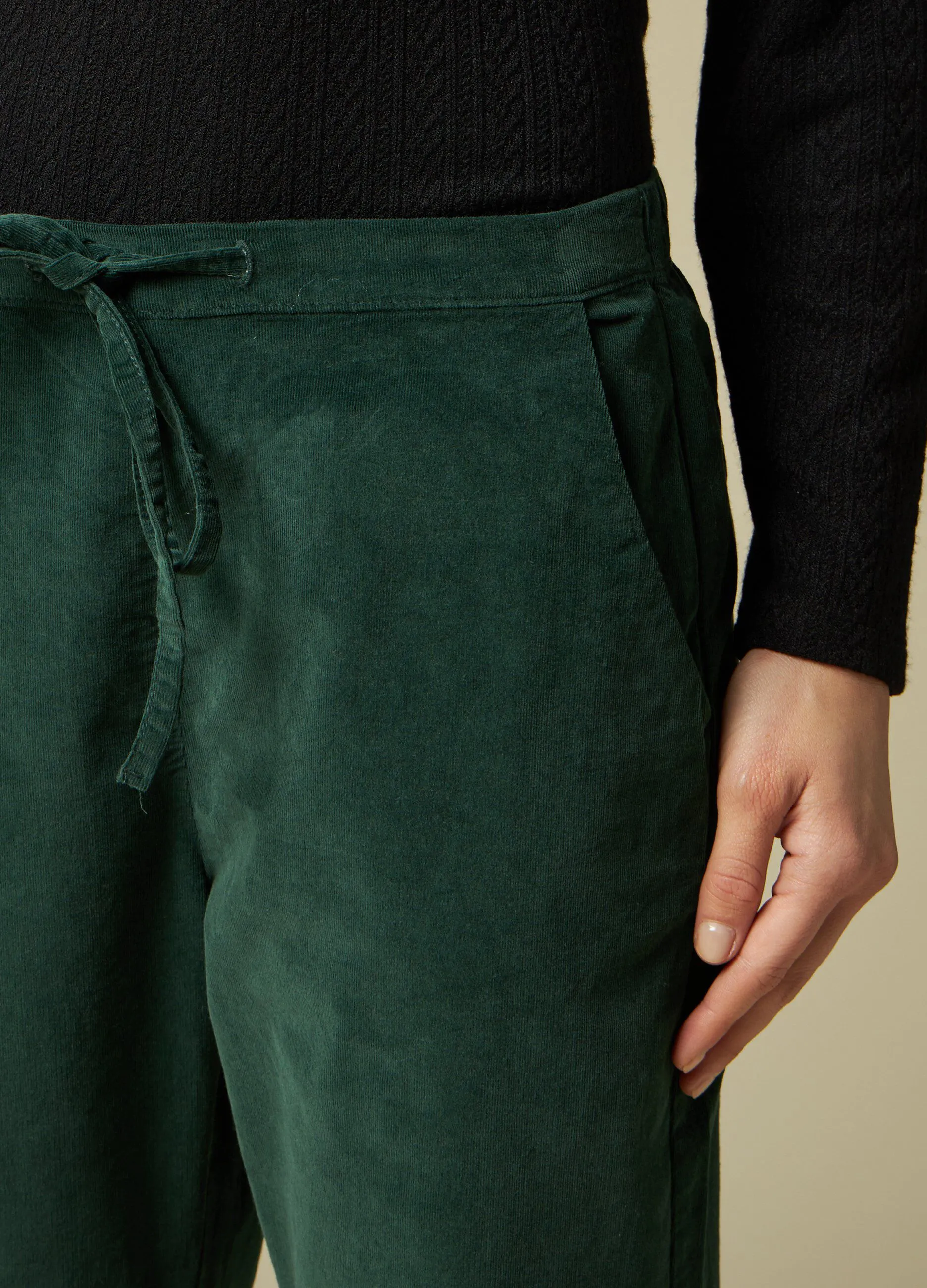 IWIE  Jogger in velluto di cotone stretch donna