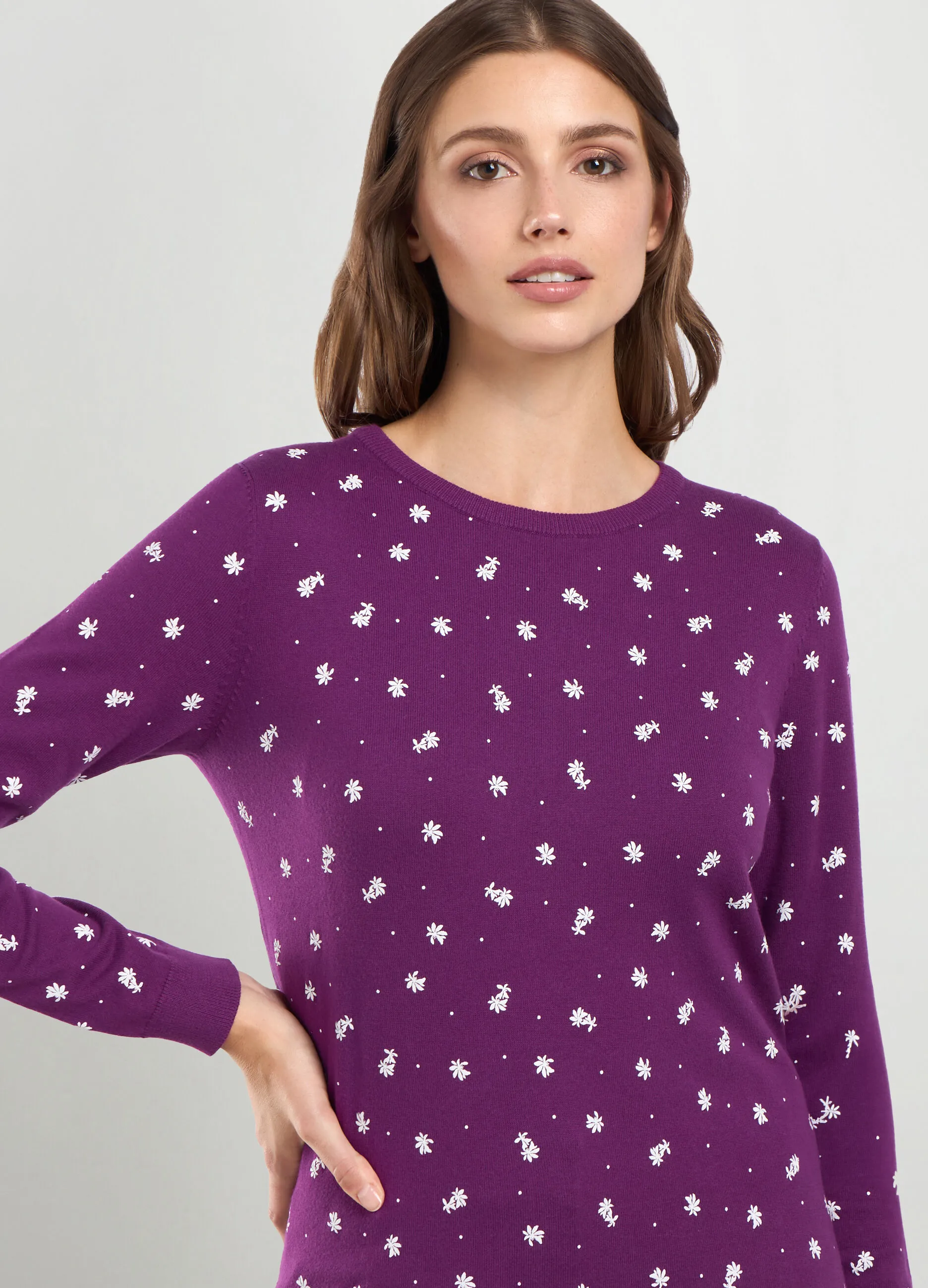 IWIE  Tricot girocollo in misto cotone con stampa donna