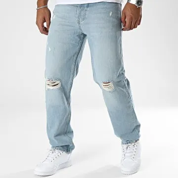 Jeans regolari con lavaggio blu