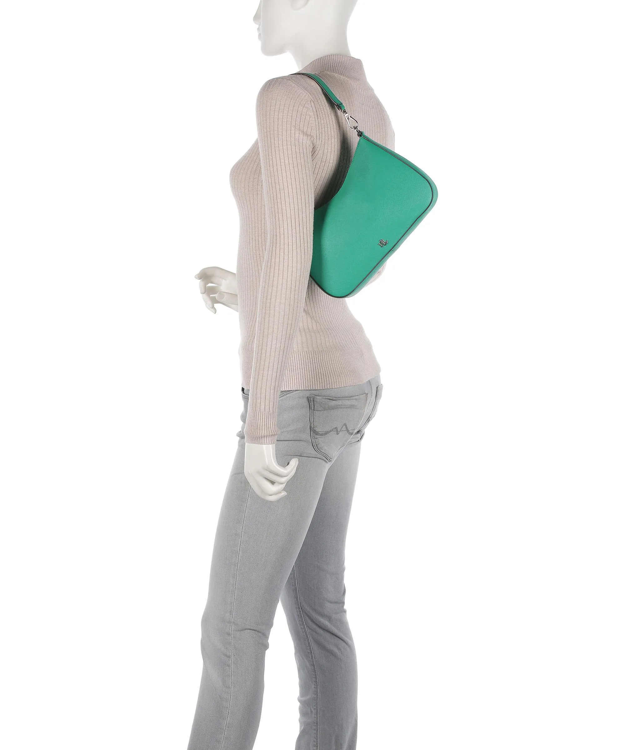  Lauren Ralph Lauren Danni 26 Borsa a spalla pelle di vacchetta saffiano verde  