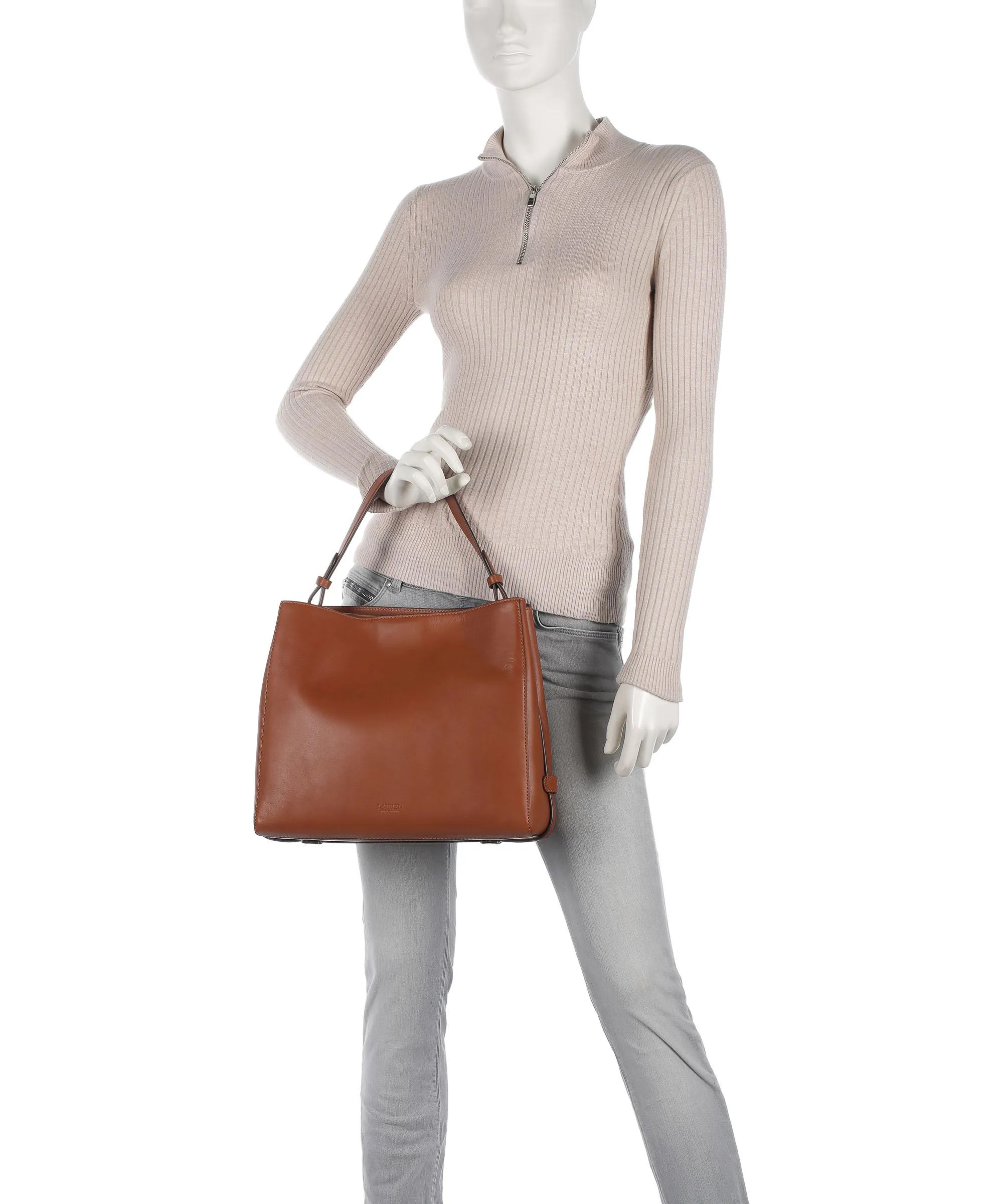  Lauren Ralph Lauren Peyton 31 Borsa hobo pelle a grana fine tan  