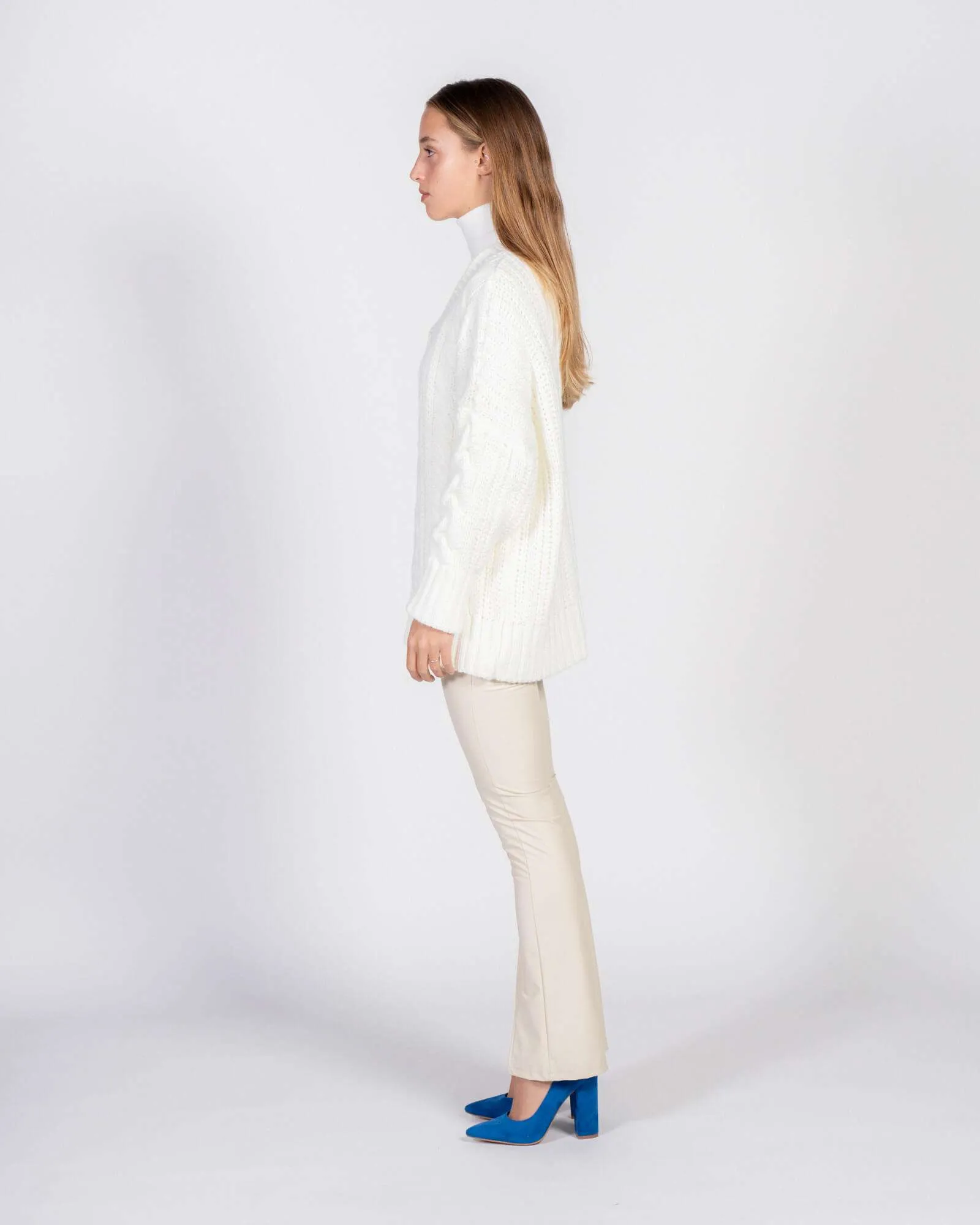 Leggings in ecopelle con spacco frontale