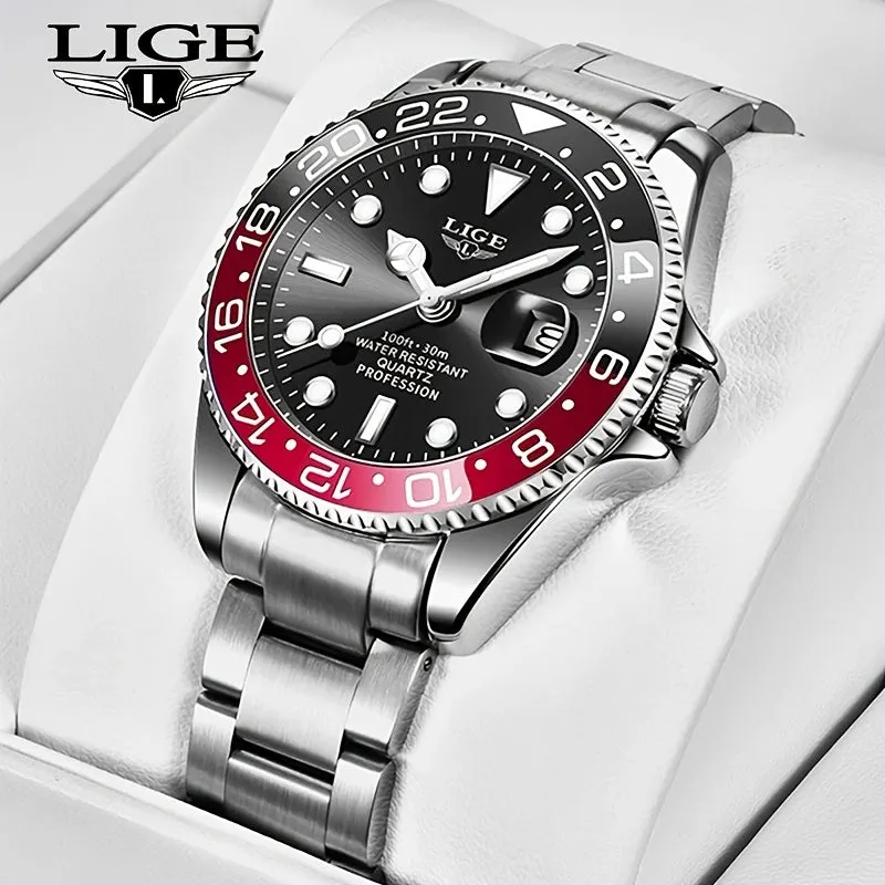 LIGE Luminoso Orologio Impermeabile Da Uomo