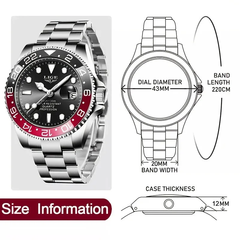 LIGE Luminoso Orologio Impermeabile Da Uomo