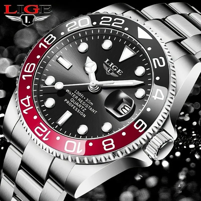 LIGE Luminoso Orologio Impermeabile Da Uomo