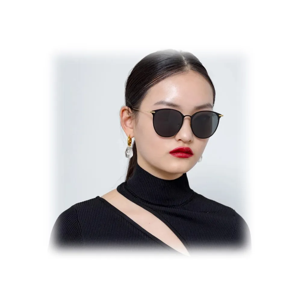 Linda Farrow - Occhiali da Sole Ovale A Sophia in Nero - LF45AC4SUN - Linda Farrow Eyewear