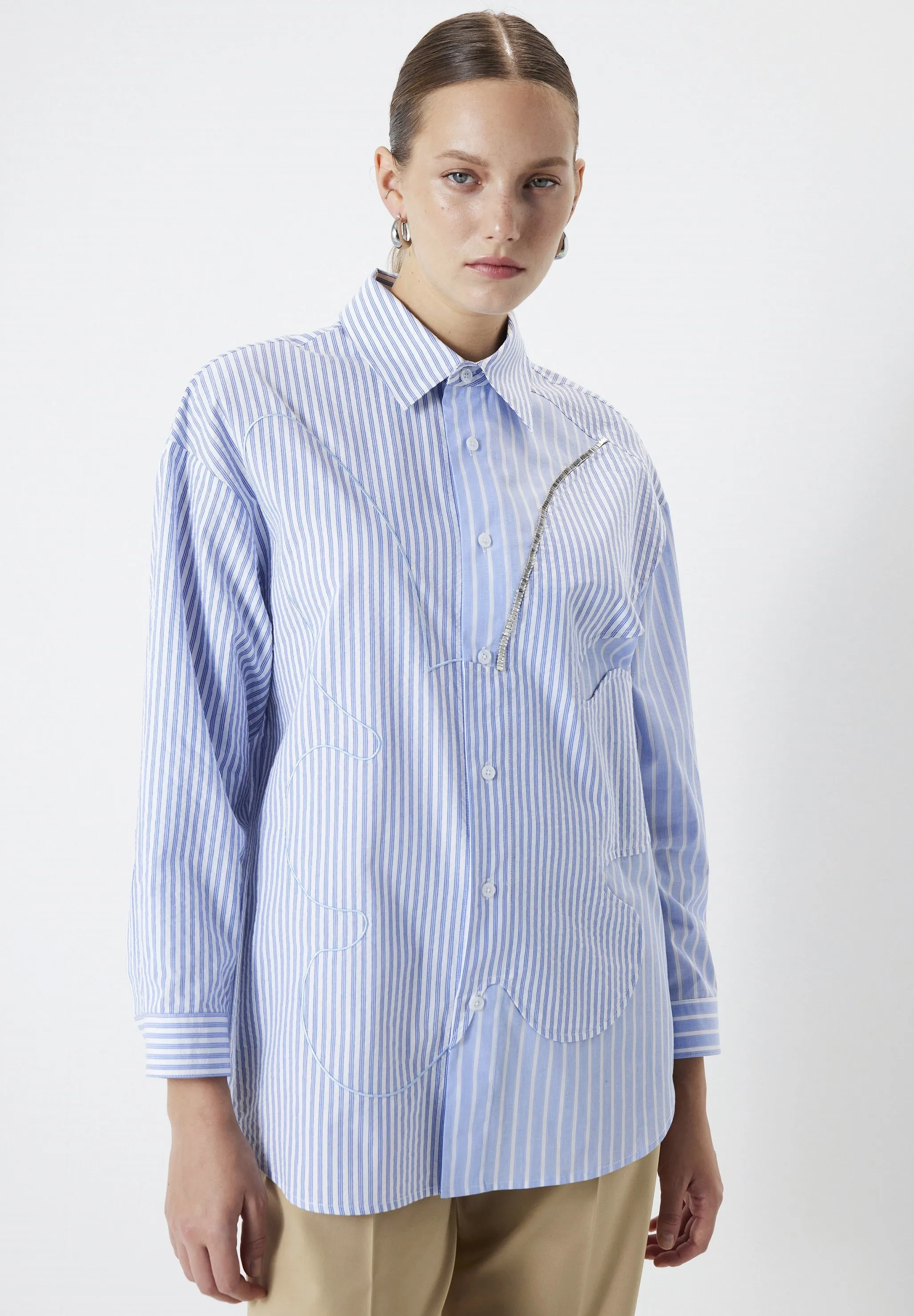 LINE PATTERN MIX EMBROIDERED - Camicia