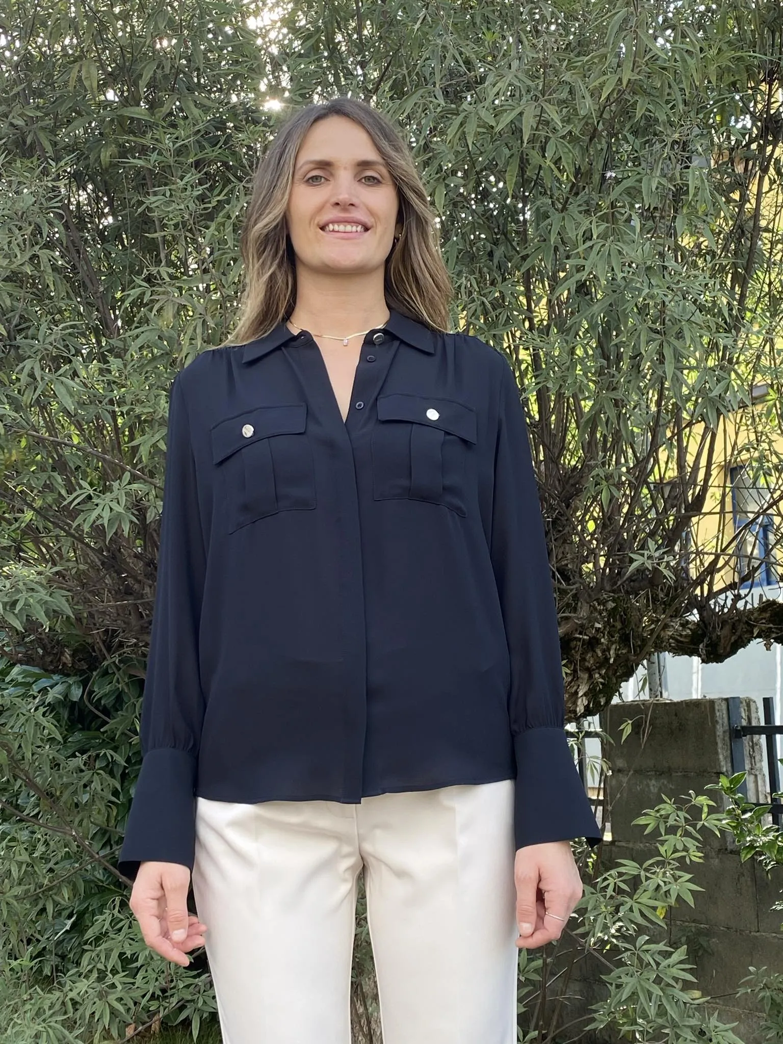 LIU JO camicia donna georgette tasche con pattina CF4160TS055