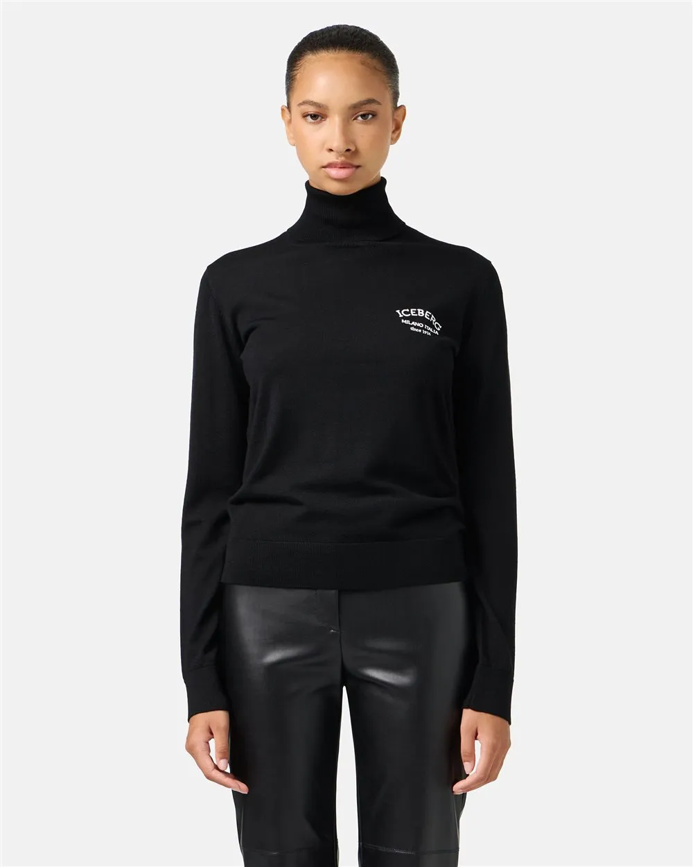 Maglia a lupetto in lana logo Iceberg Milano