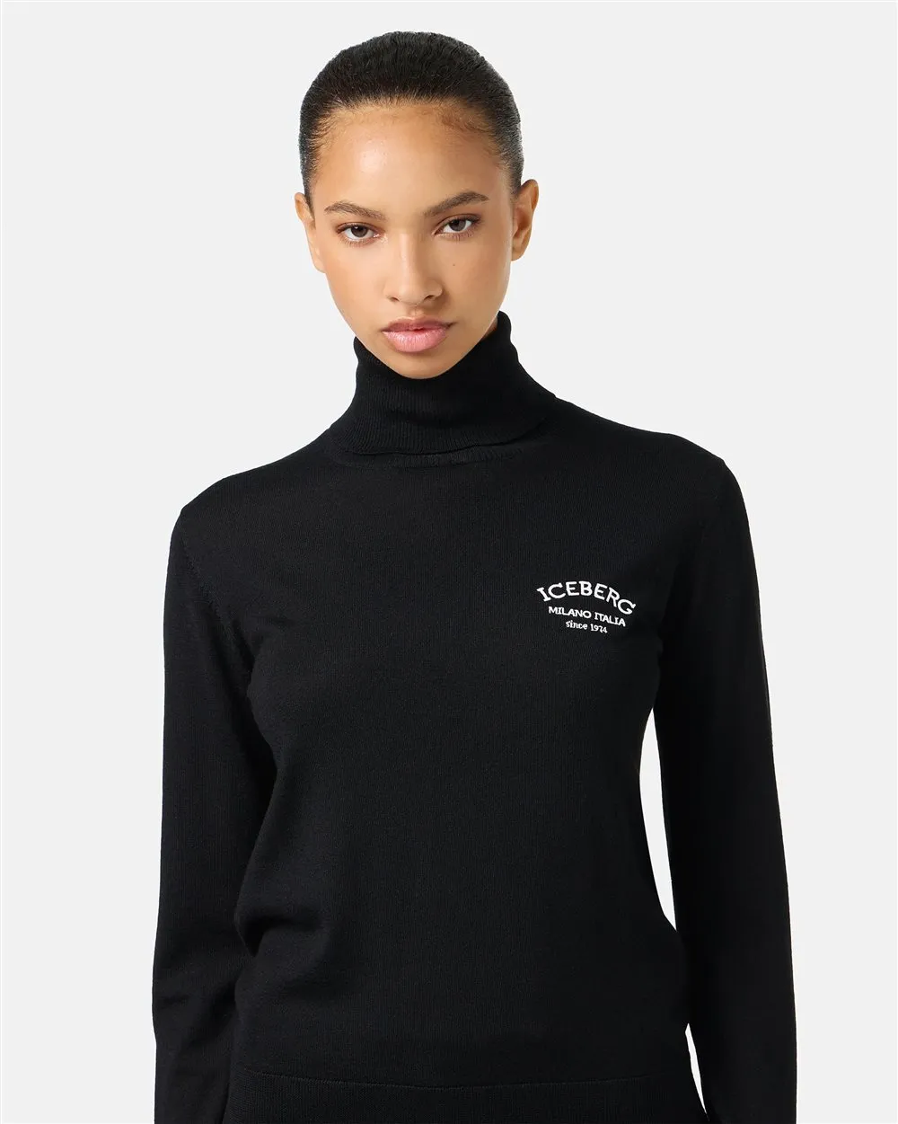 Maglia a lupetto in lana logo Iceberg Milano
