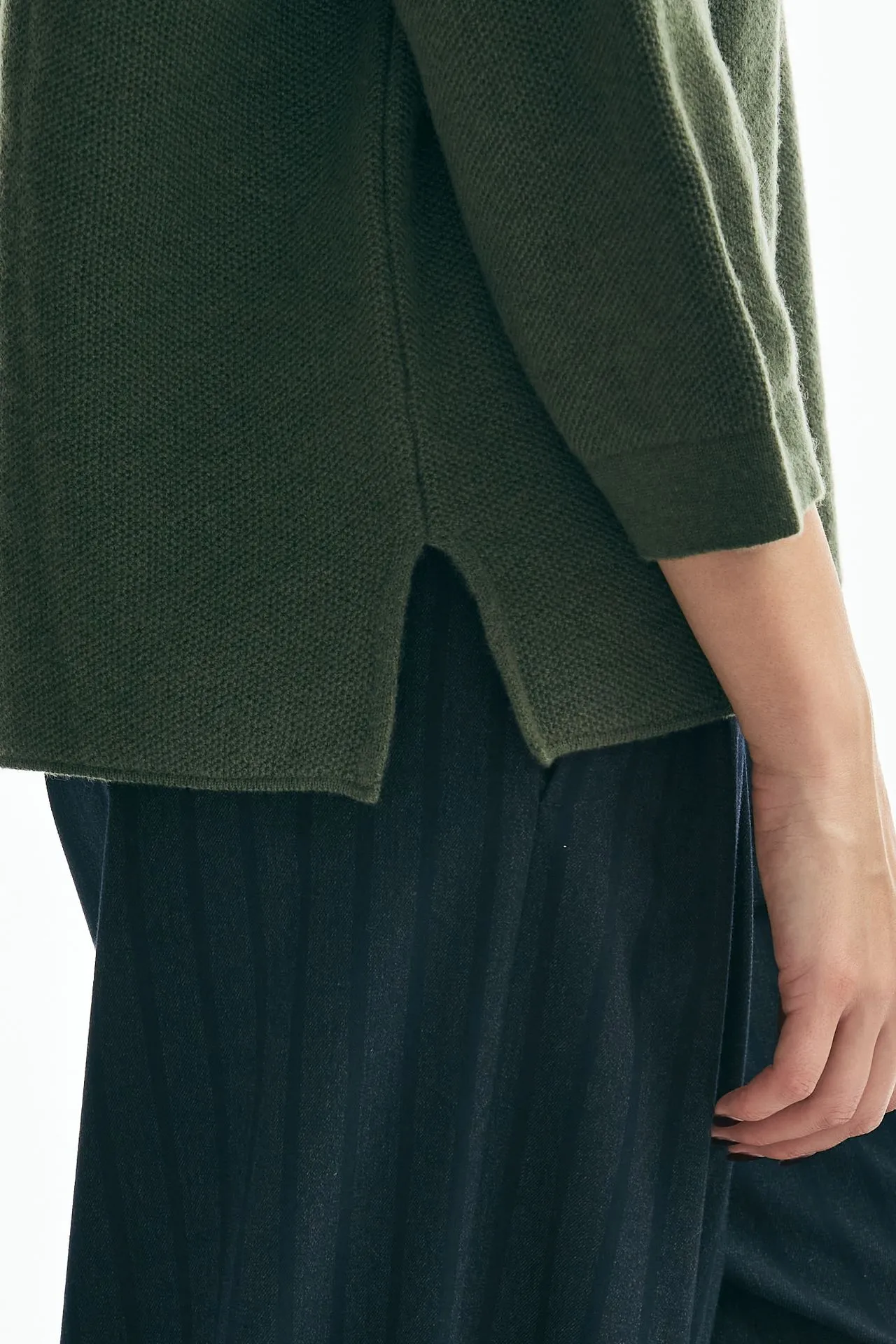 Maglia collo polo in cachemire verde 