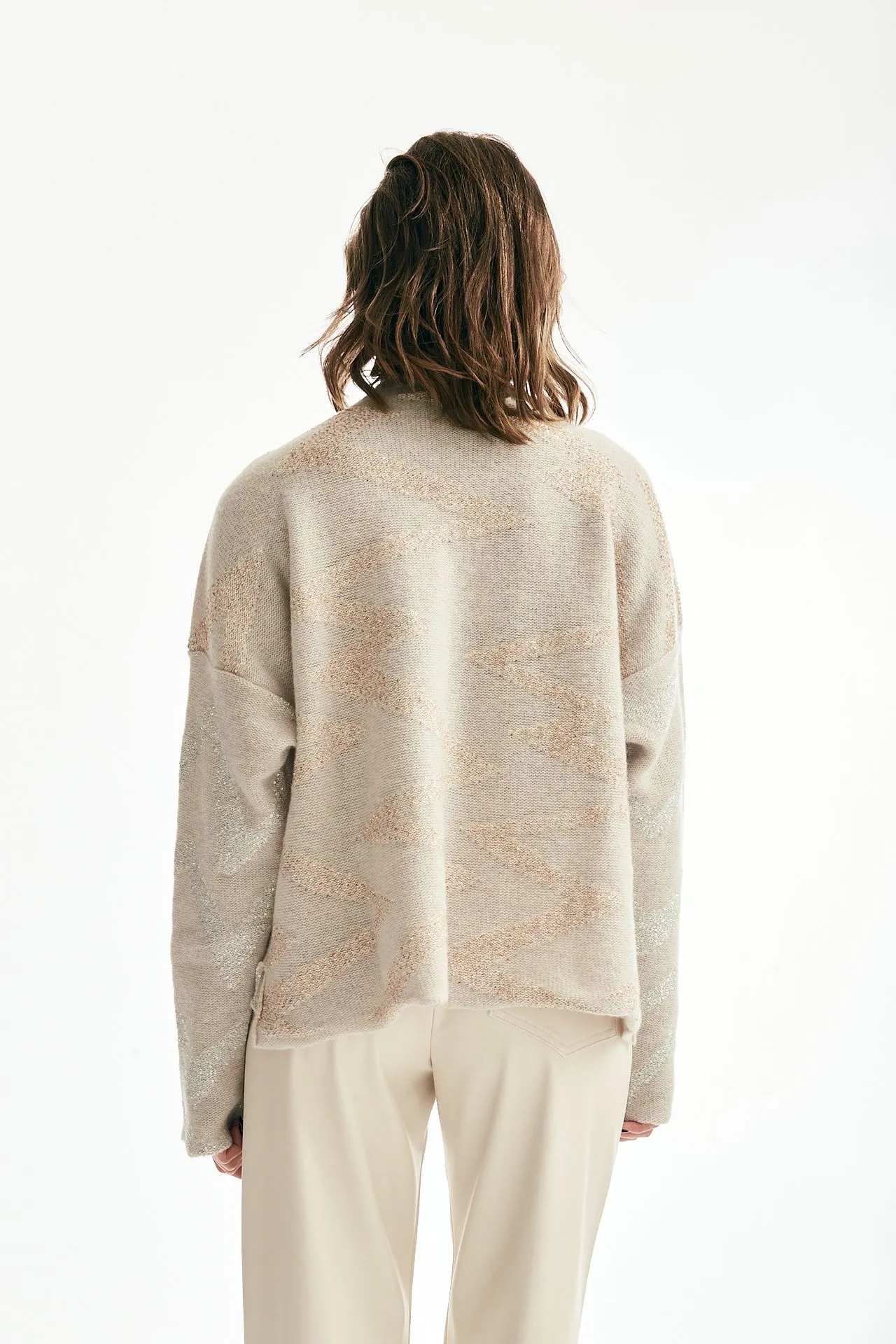 Maglia con micro-paillettes panna 
