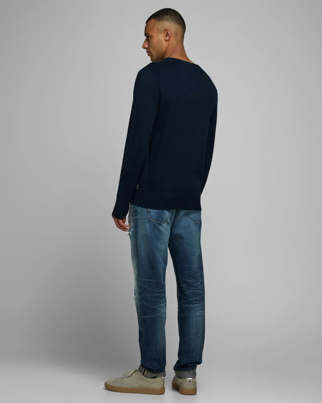 Maglia Jack Jones JJEBASIC KNIT V-NECK NOOS Blue scuro