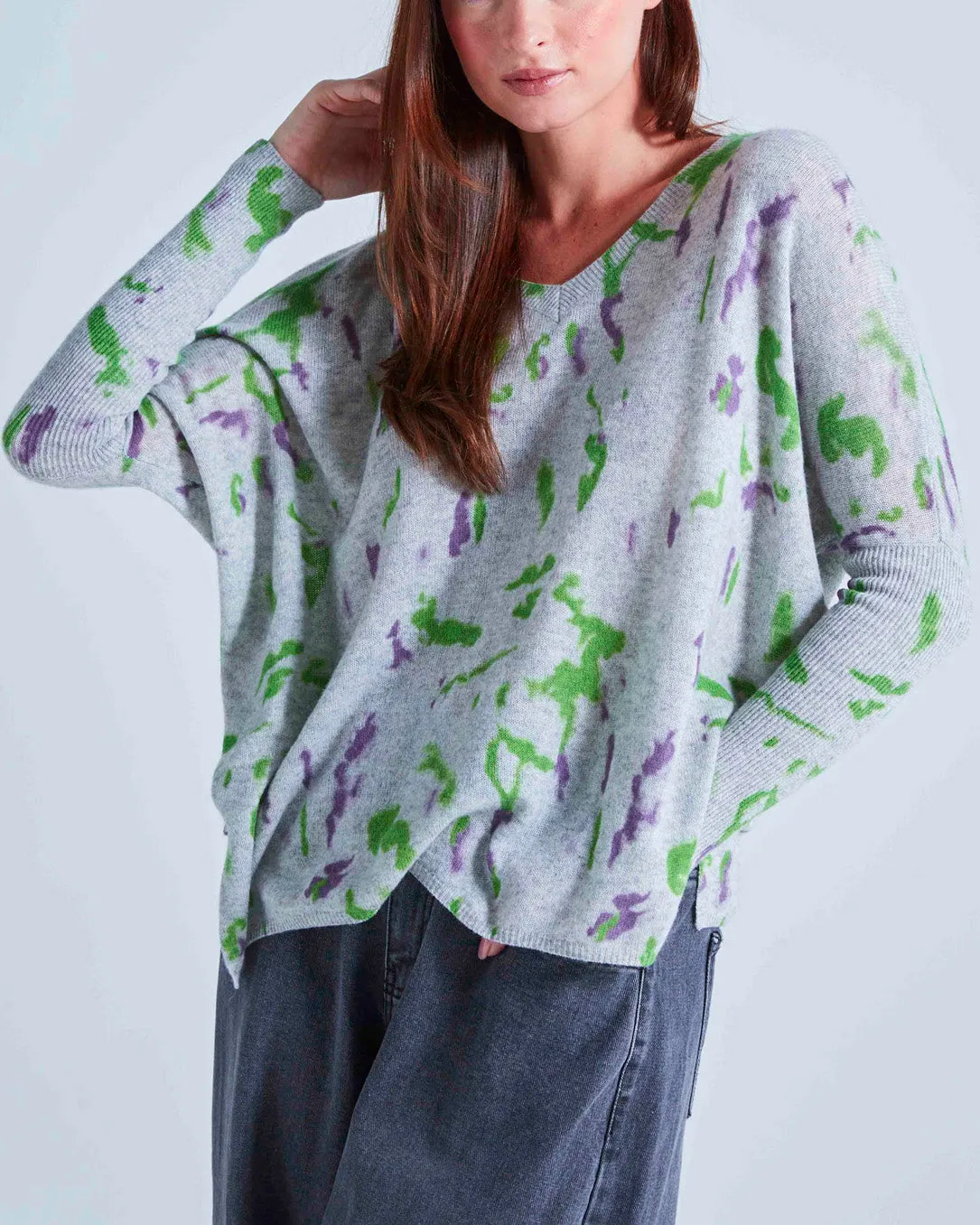 Maglione cashmere camo grigio