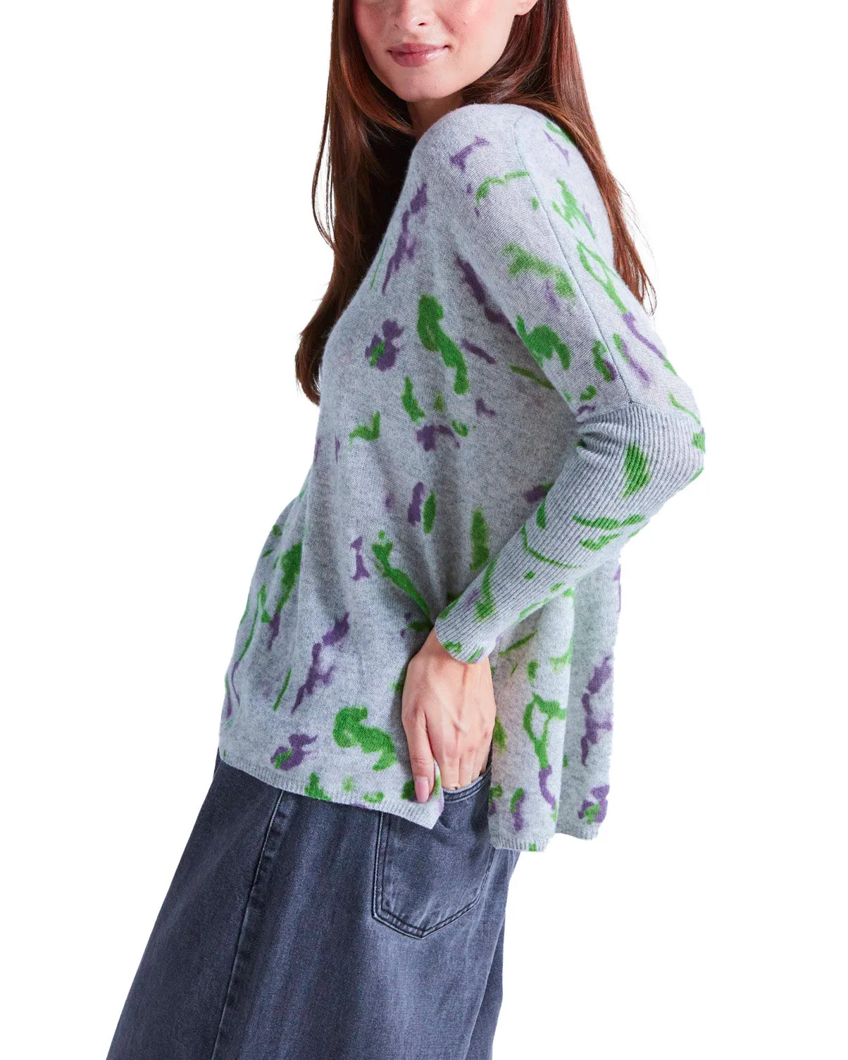 Maglione cashmere camo grigio