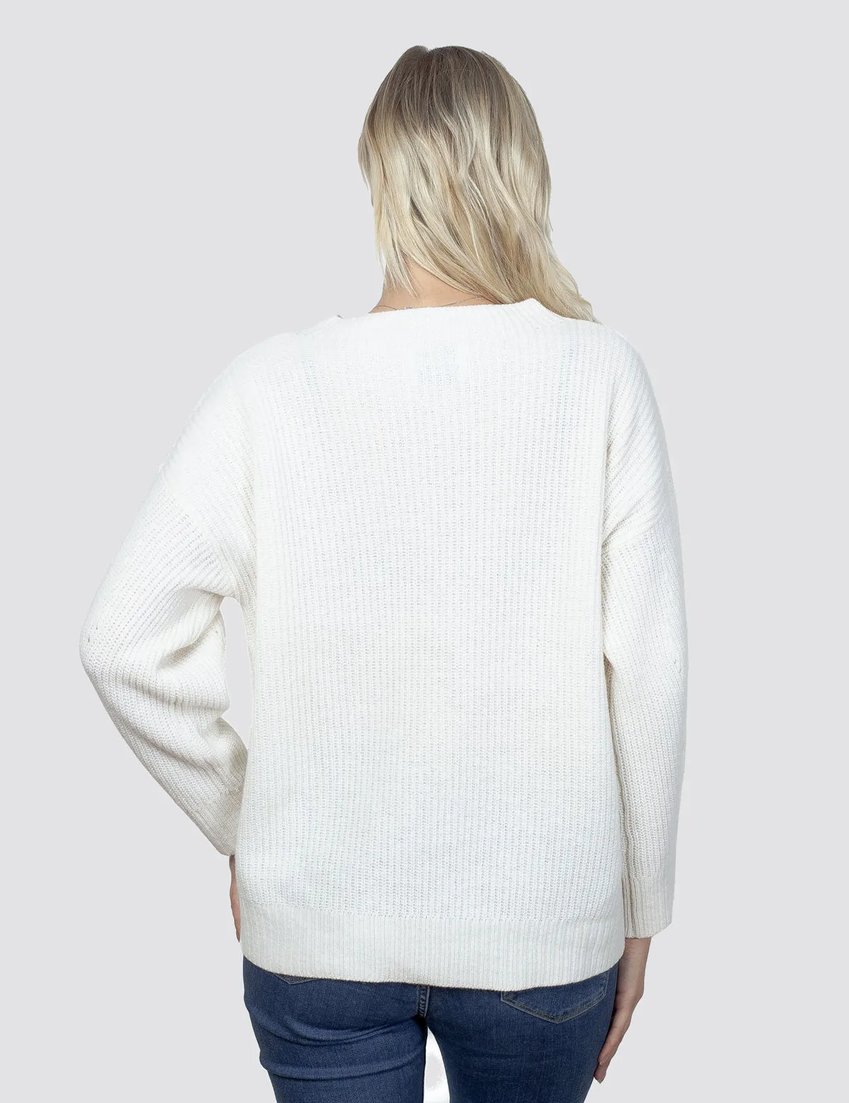 Maglione Girocollo Donna - Maglia Oversize in Costa Inglese 100% Pura Lana Vergine Color grigio | Brunella Gori