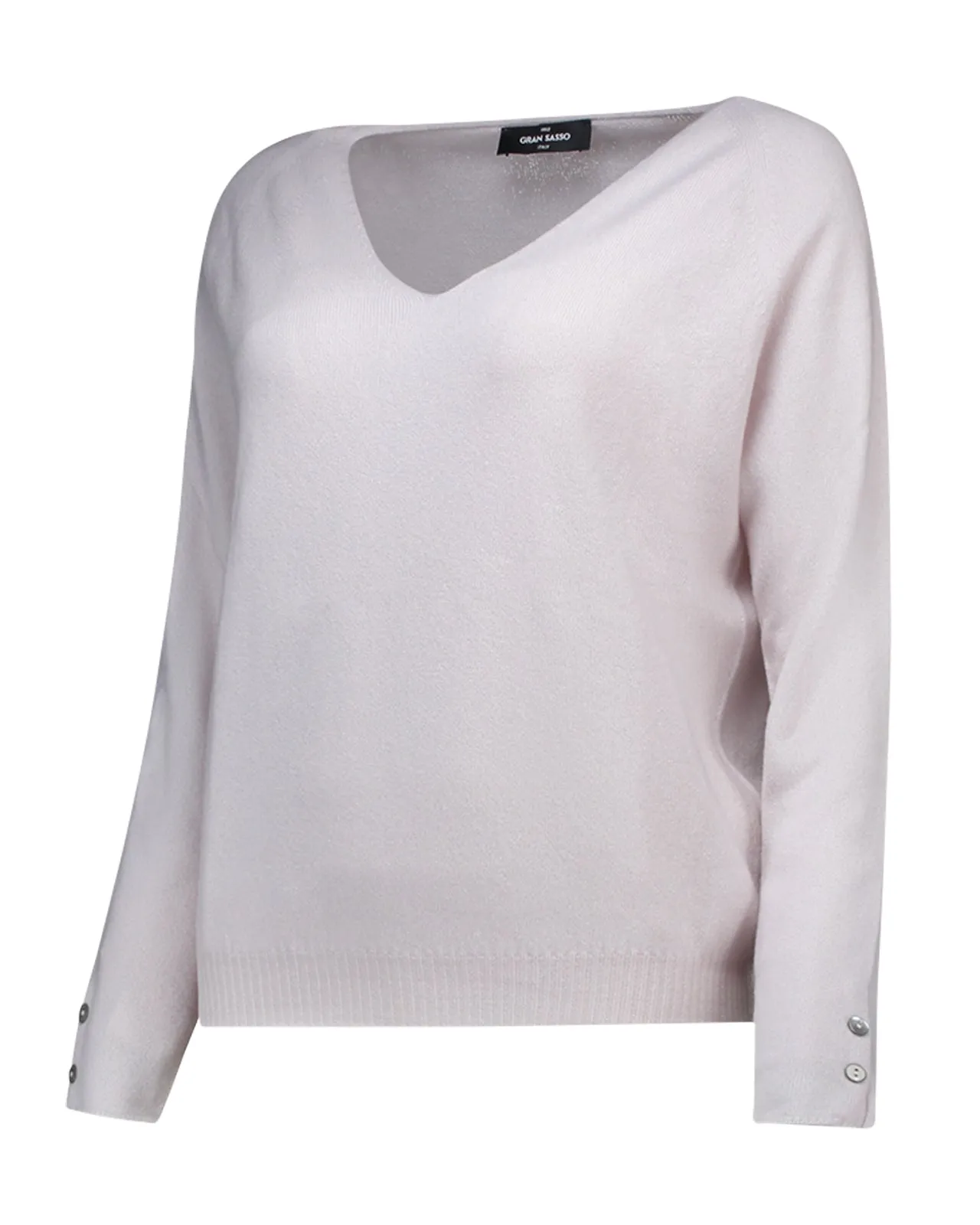 Maglione scollato cashmere rosa