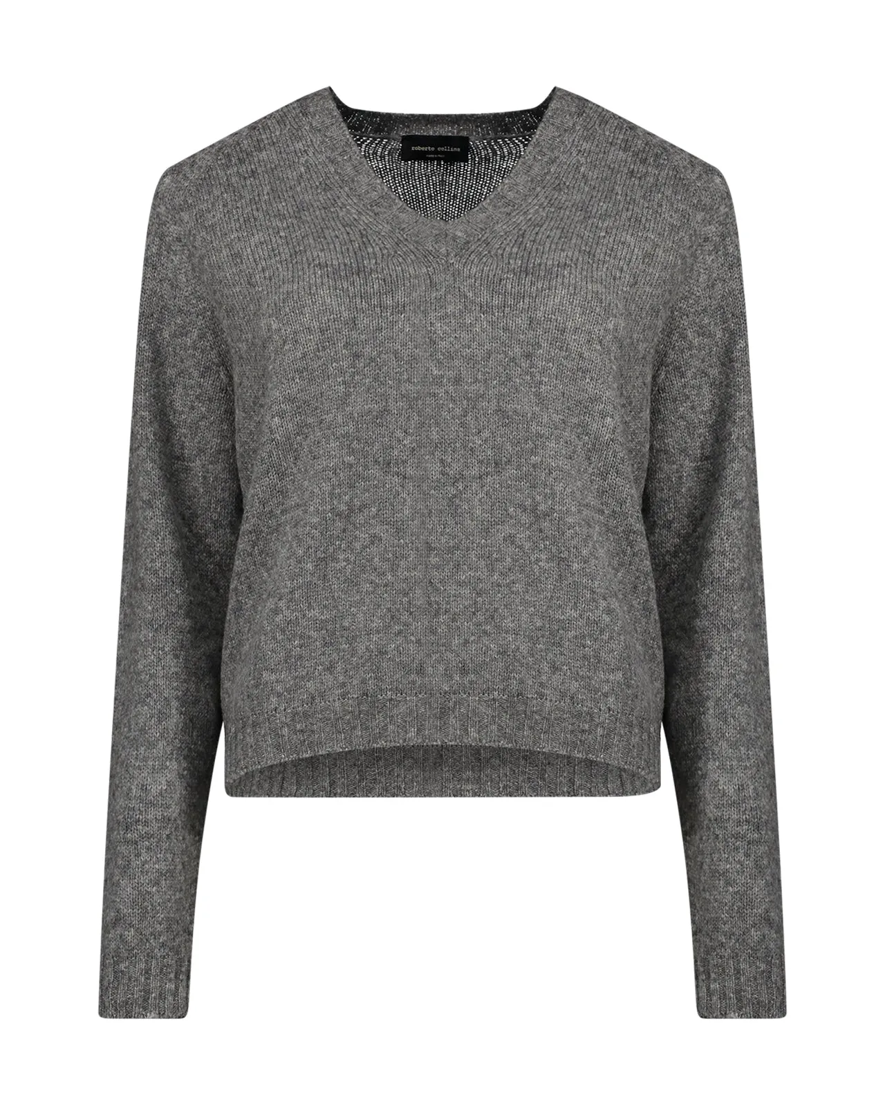 Maglione scollato lana grigio