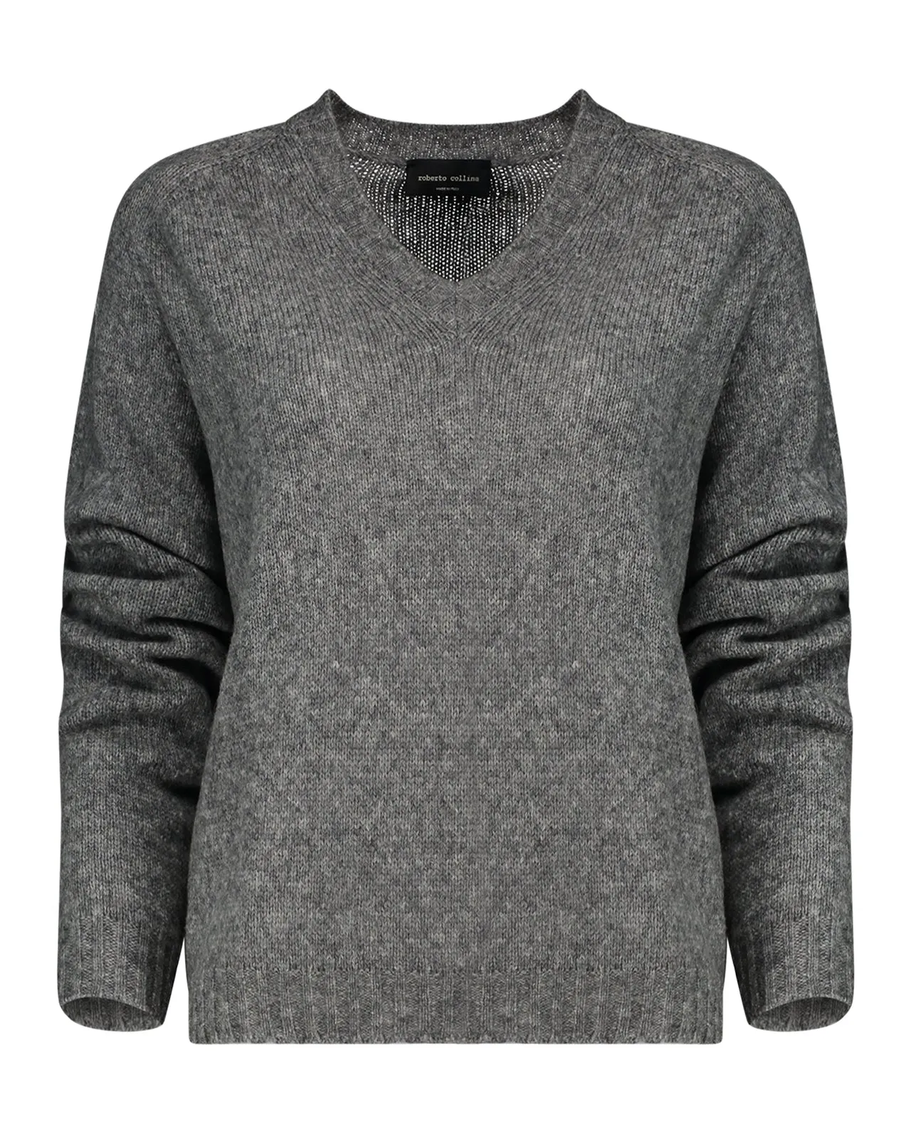 Maglione scollato lana grigio