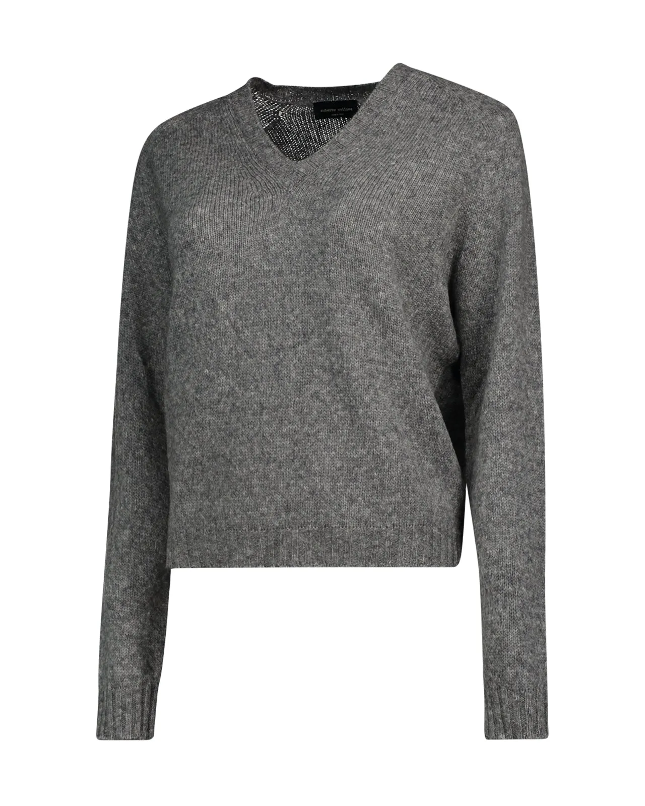 Maglione scollato lana grigio