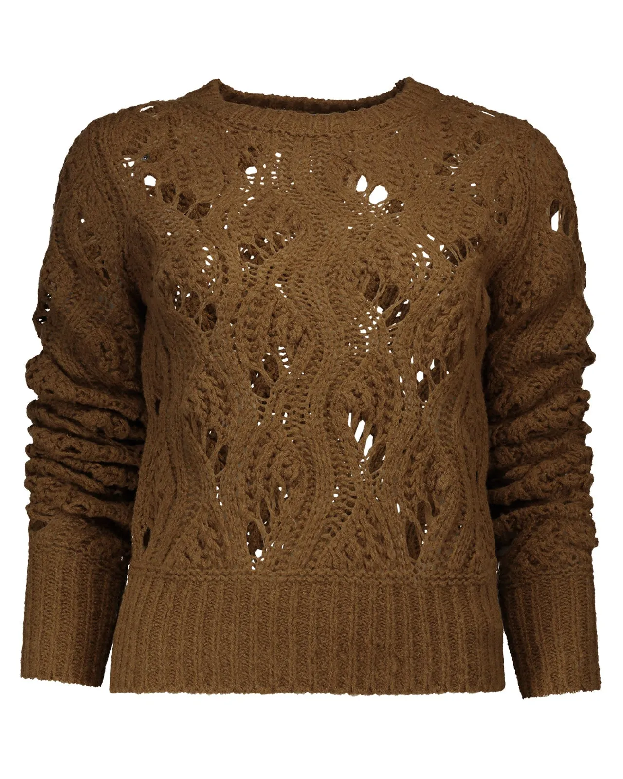Maglione traforato lana marrone