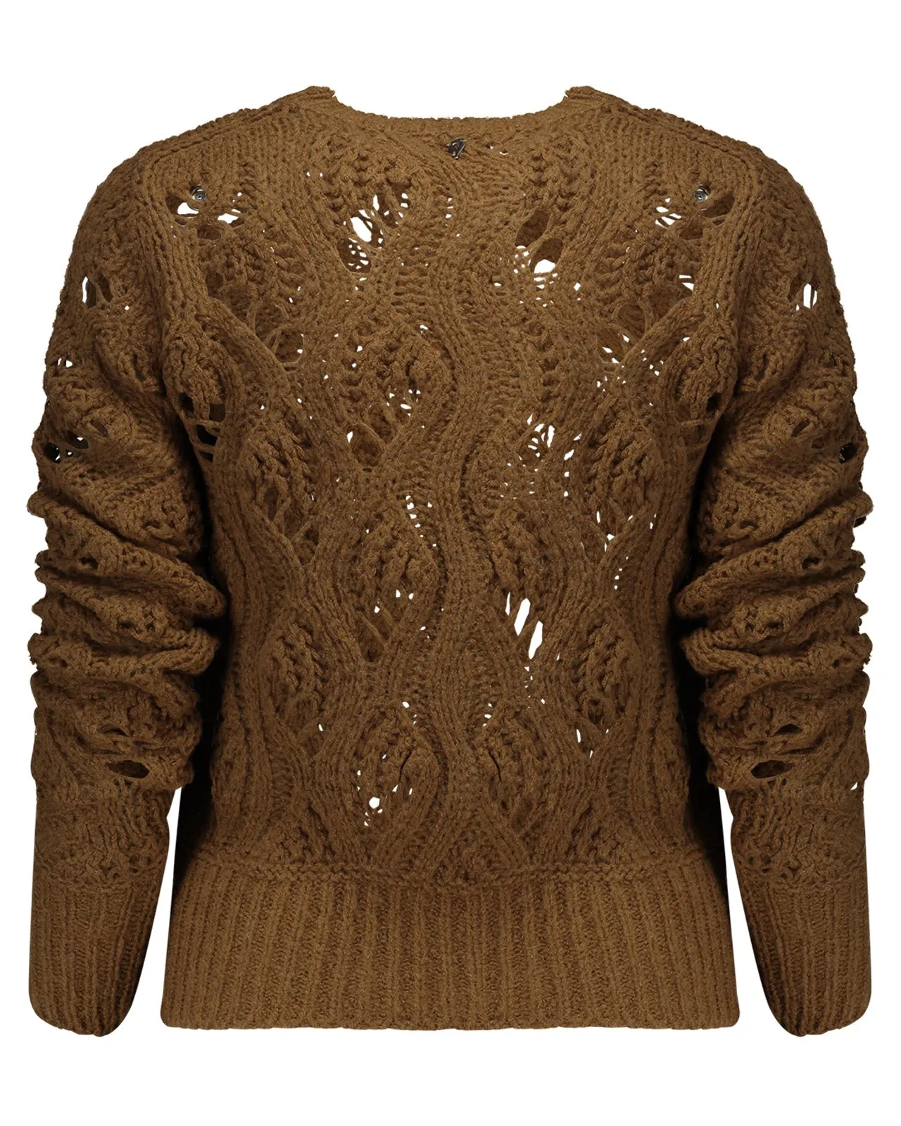 Maglione traforato lana marrone