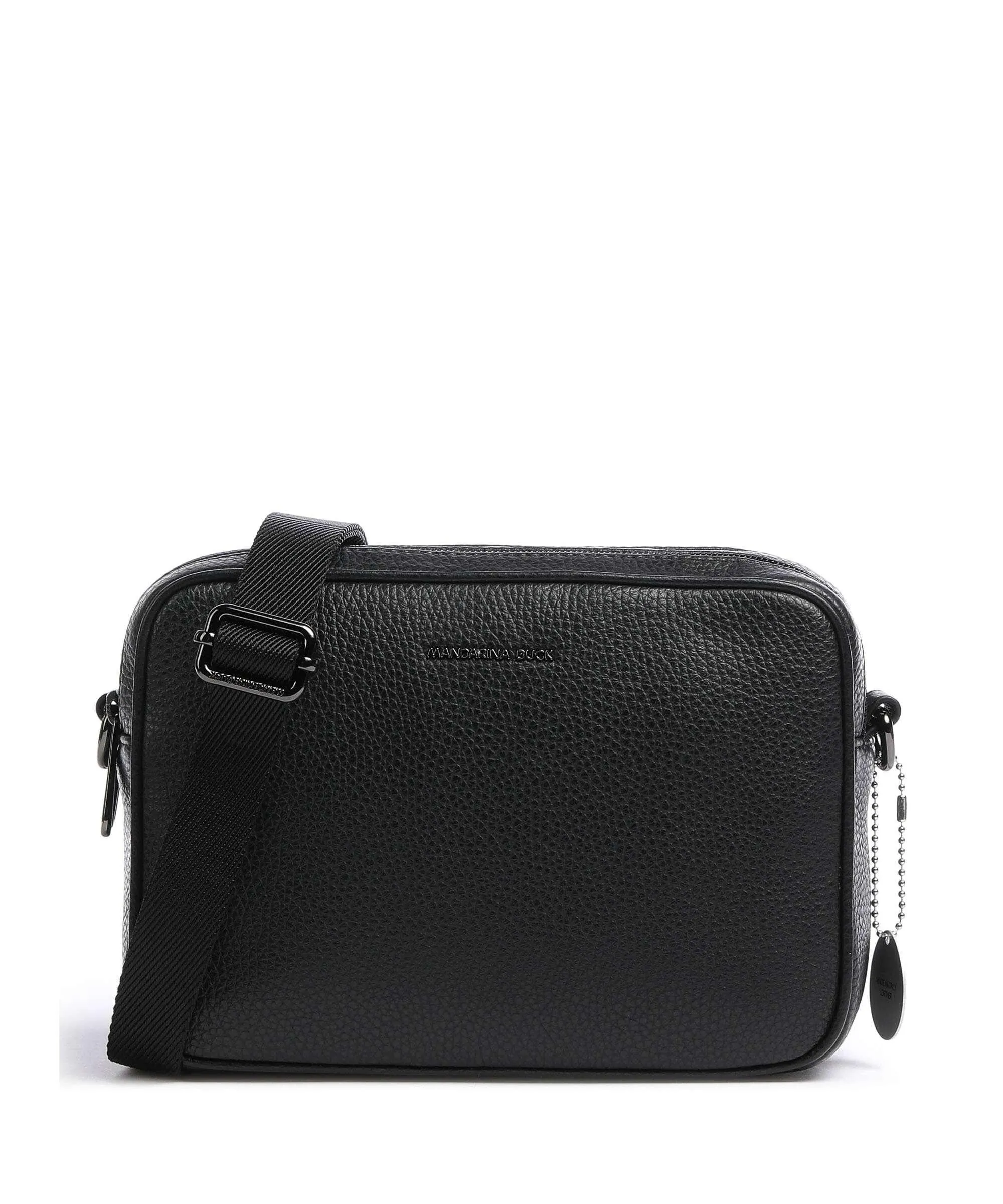  Mandarina Duck Mellow Leather Borsa a tracolla pelle di vitello grana nero  