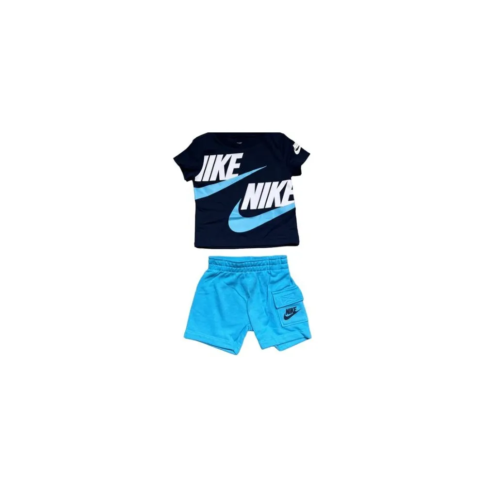 NIKE - B NSW HBR CARGO FT SHORT SET - BLU BALTICO - BAMBINO - 86J213 - F85
