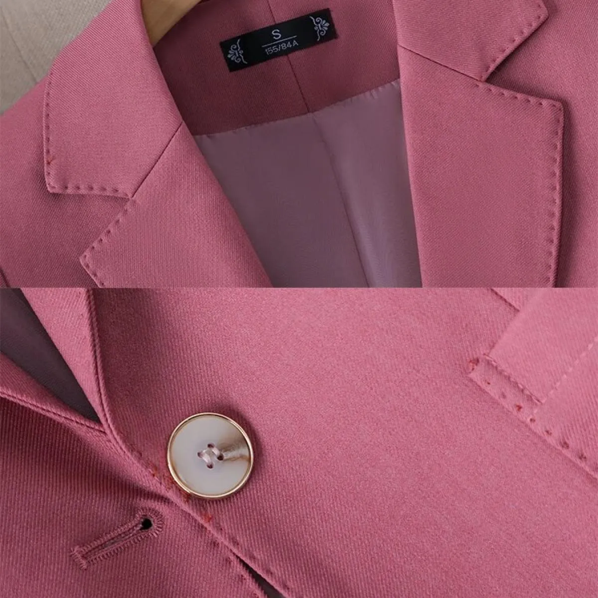 Nuovo arrivo Autunno Inverno Donna Capispalla da donna Blazer Rosa Nero Beige Giacca femminile monopetto a maniche lunghe C