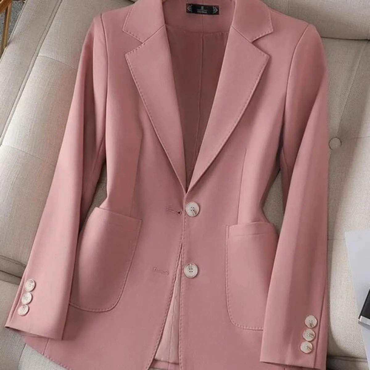 Nuovo arrivo Autunno Inverno Donna Capispalla da donna Blazer Rosa Nero Beige Giacca femminile monopetto a maniche lunghe C