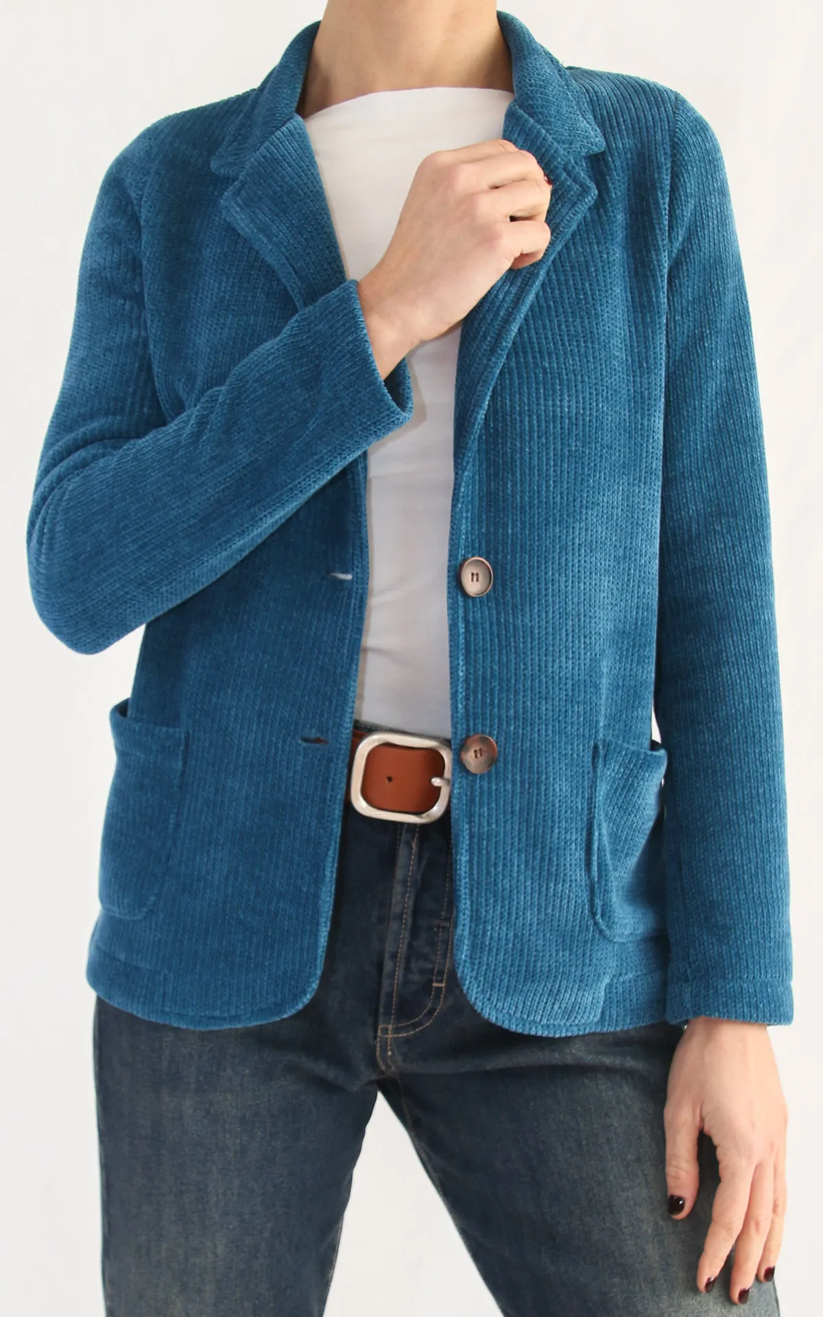 Off-On – blazer velluto – ottanio