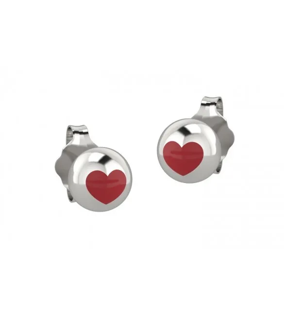 Orecchini Bambina Gioielli Nanan Bijou Cuore rosso argento nan0144