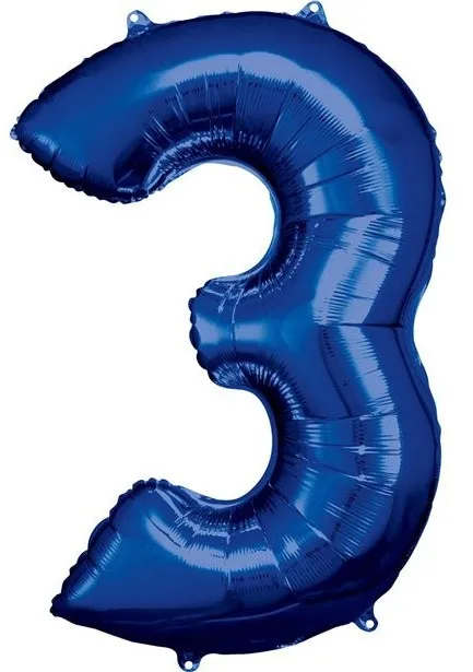 Palloncino numero 3 blu 86 cm