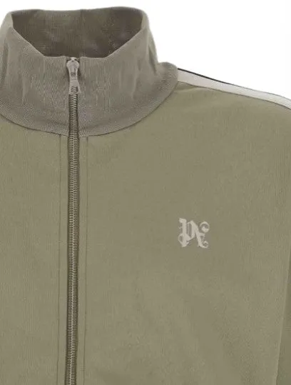 Palm Angels Felpa in nylon con zip e logo stampato PMBD058E23FAB0010703