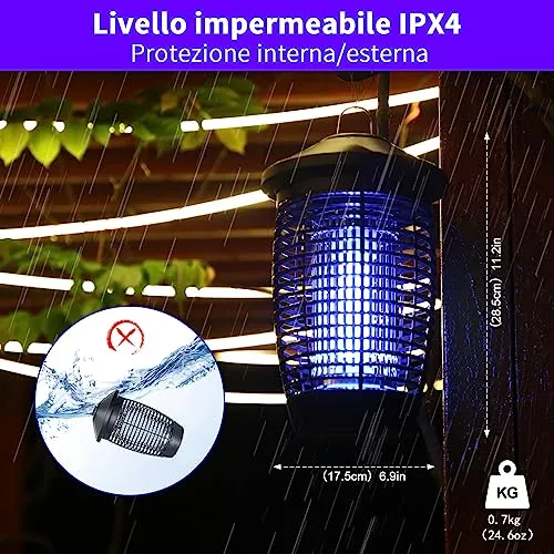 PALONE TMACTIME Lampada Antizanzare Elettrica, 4500V 20W UV Zanzariera Elettrica Impermeabile IPX4, per Insetticida Zanzare per 