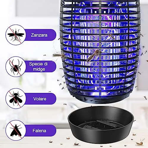 PALONE TMACTIME Lampada Antizanzare Elettrica, 4500V 20W UV Zanzariera Elettrica Impermeabile IPX4, per Insetticida Zanzare per 