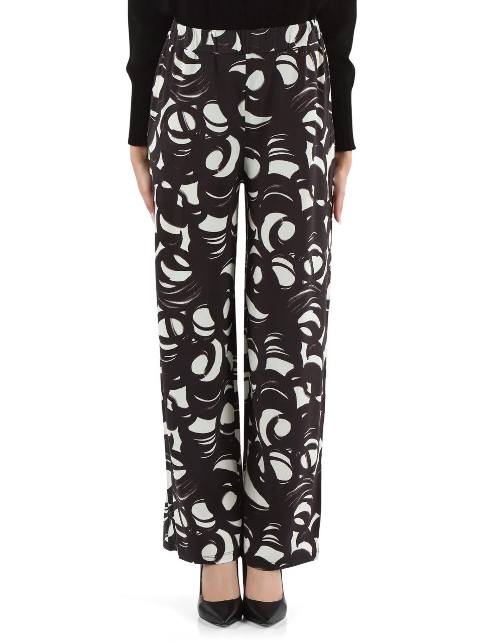 Pantalone gamba larga in viscosa stretch