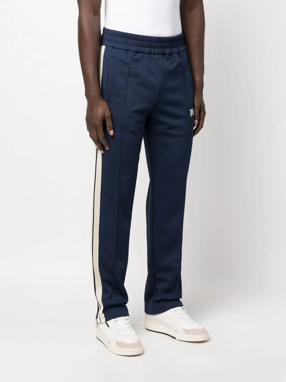 pantalone track blu logo monogram