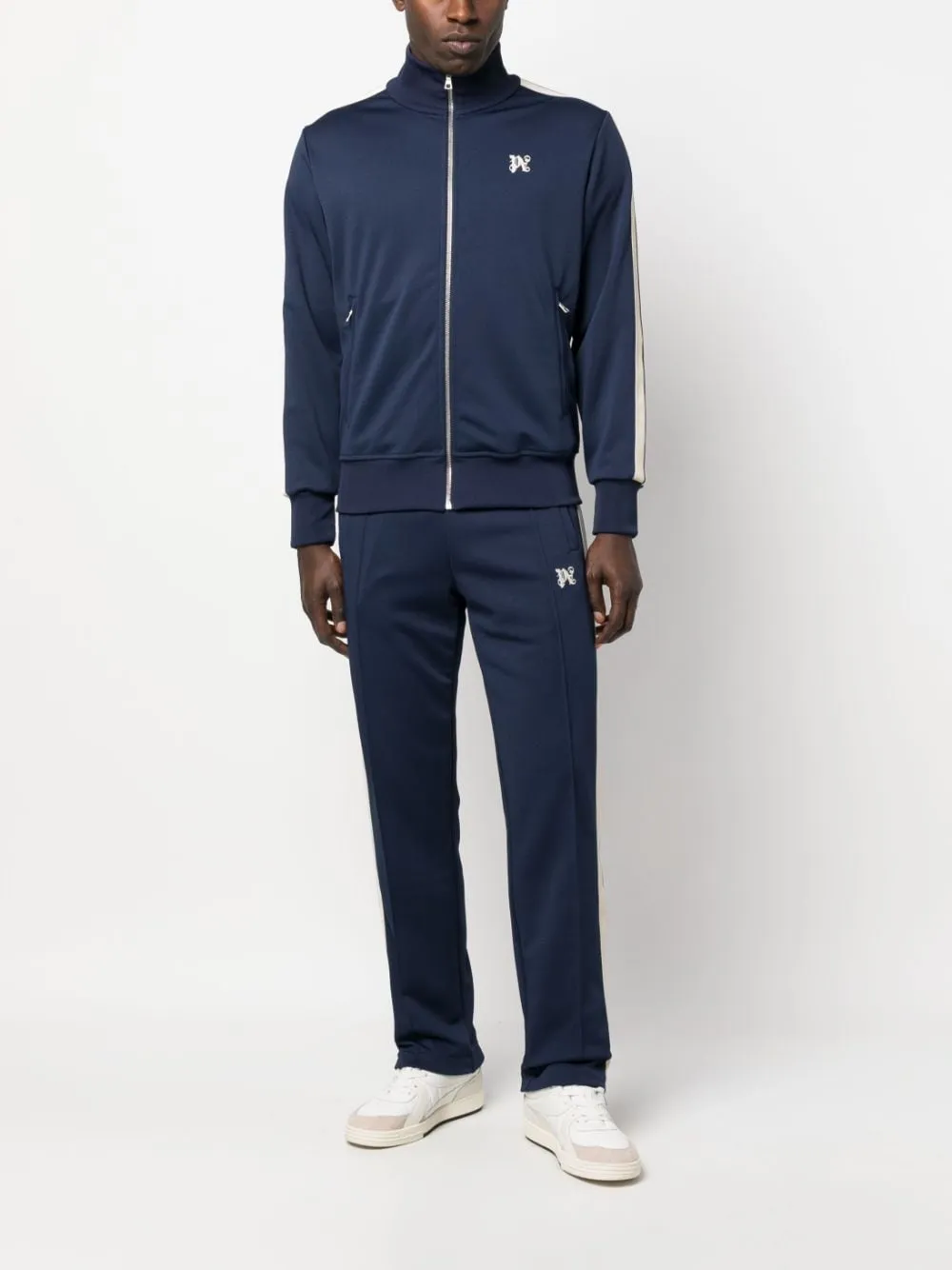 pantalone track blu logo monogram